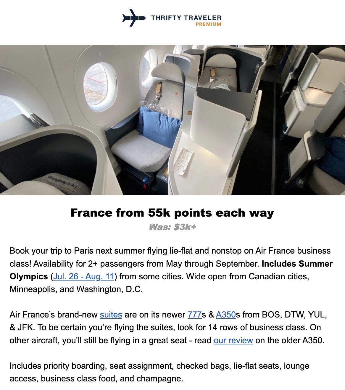 Air France/KLM business class olympics