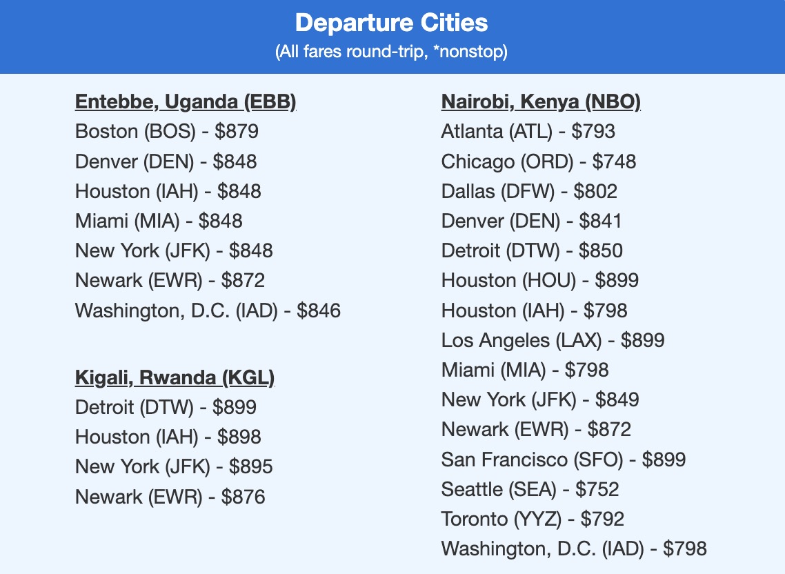 Africa flight deals in the $800s roundtrip