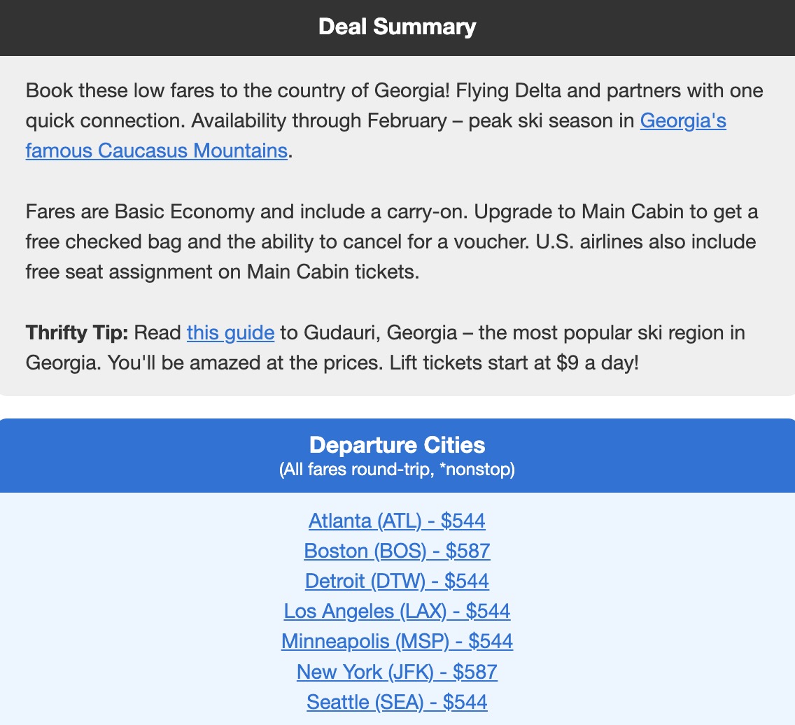 Georgia flight deal with fares in the $500s