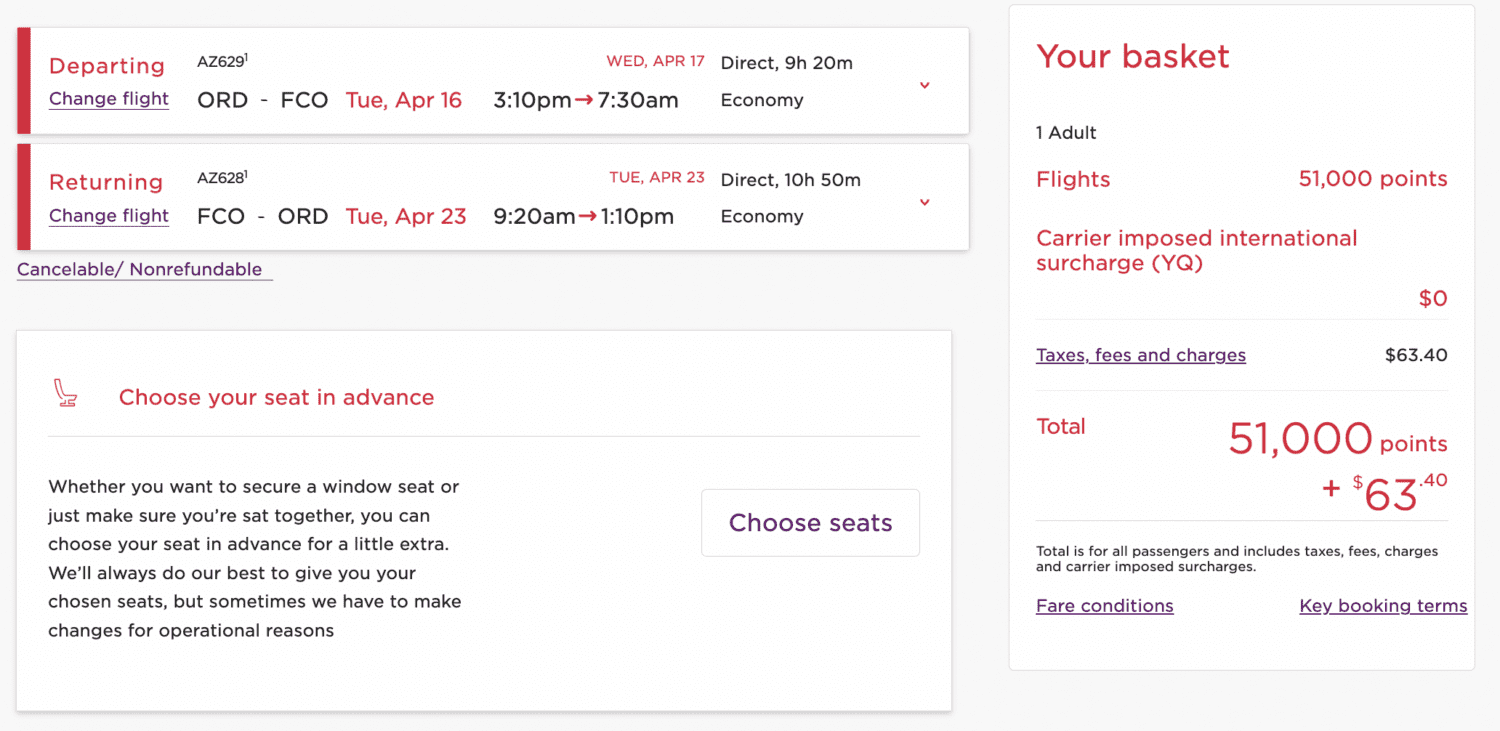 flight booking page with travel details and flight options