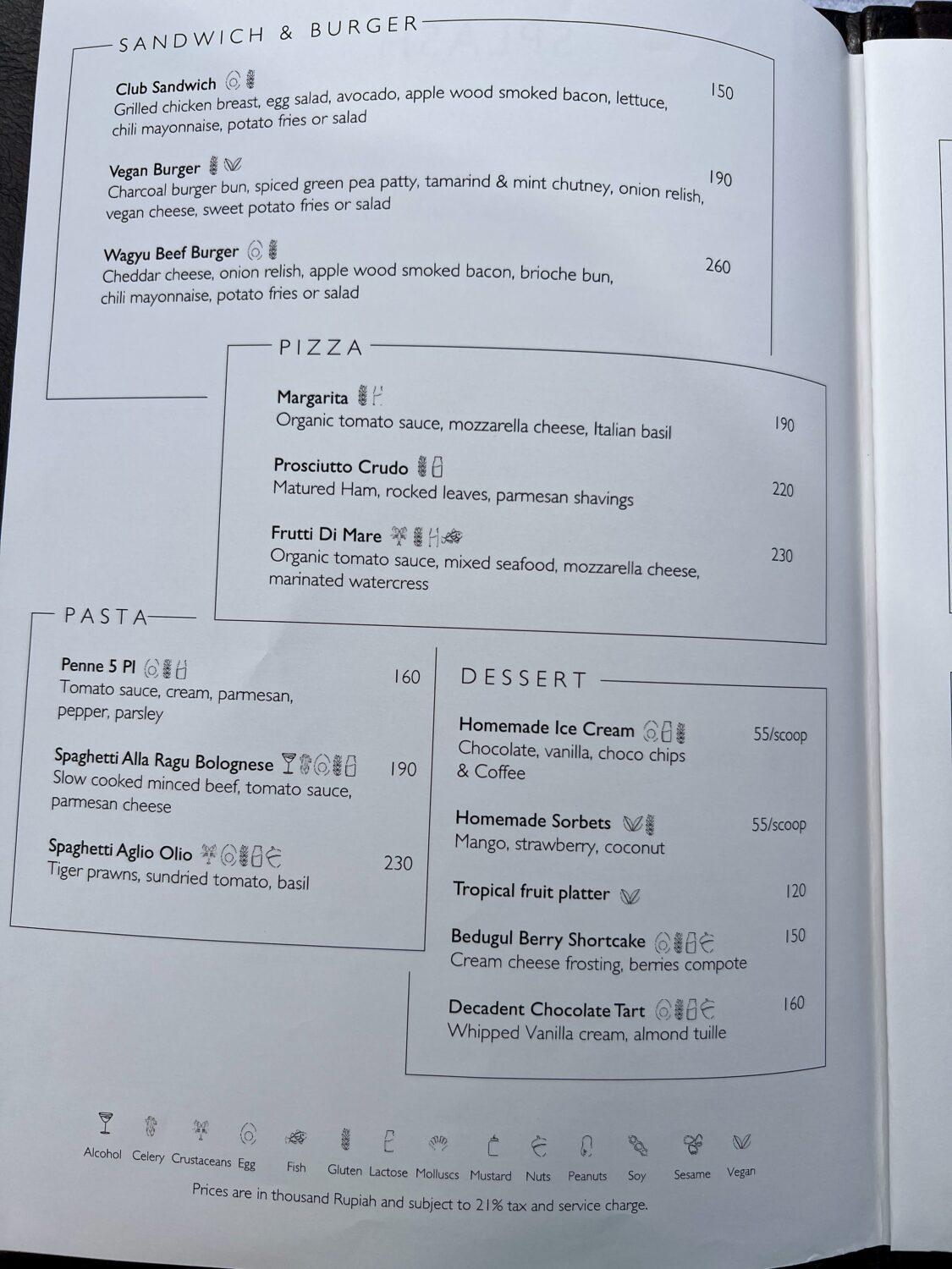 alila villas menu