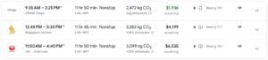 comparing Zipair on Google Flights