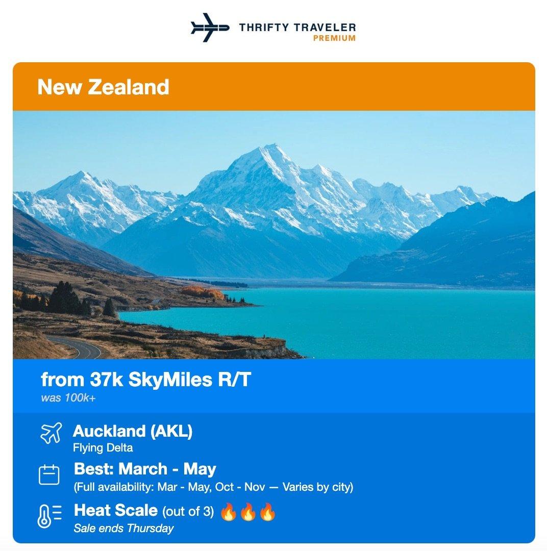 delta skymiles deal to auckland for 37,000 skymiles