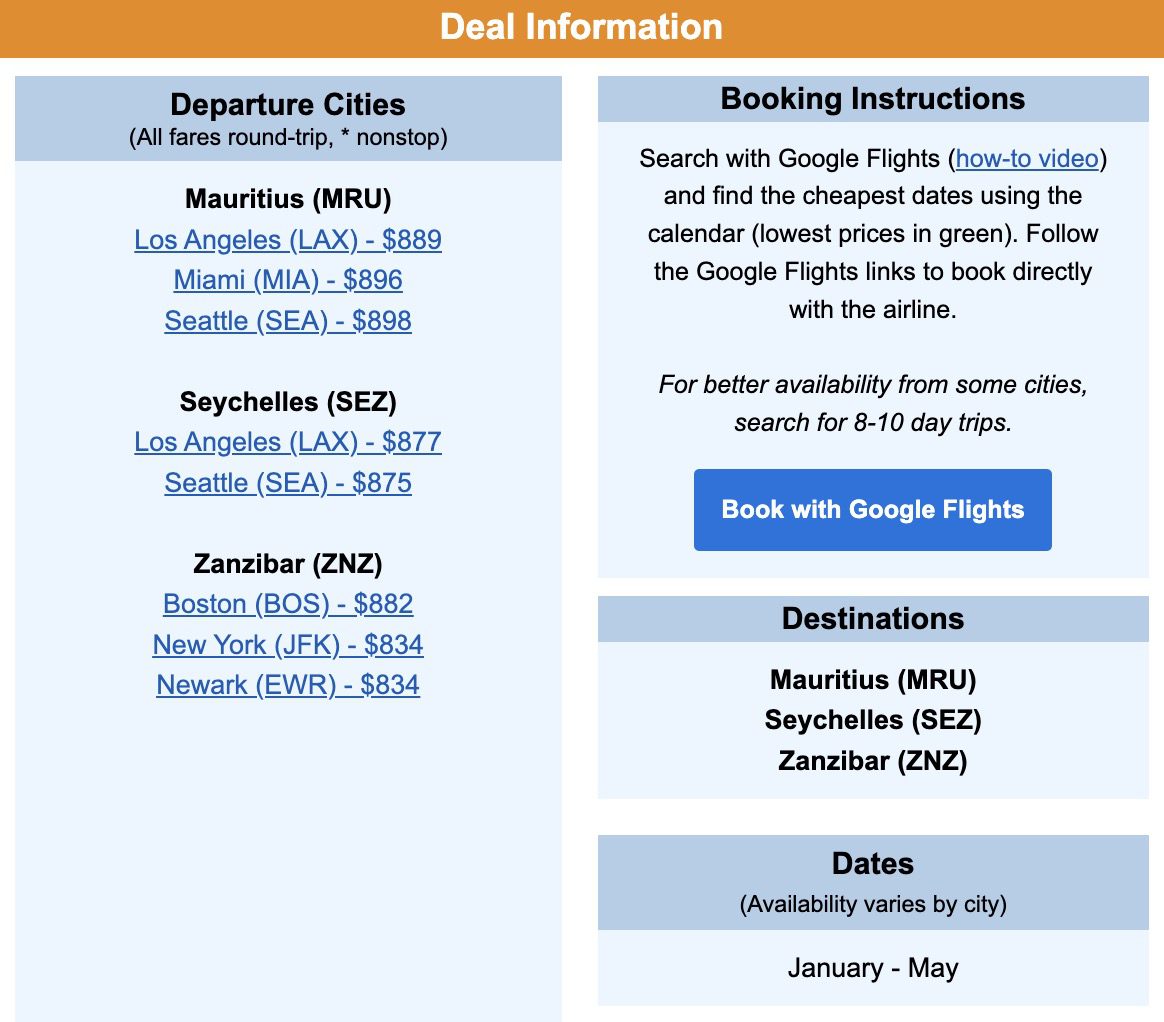 East Africa flight deal