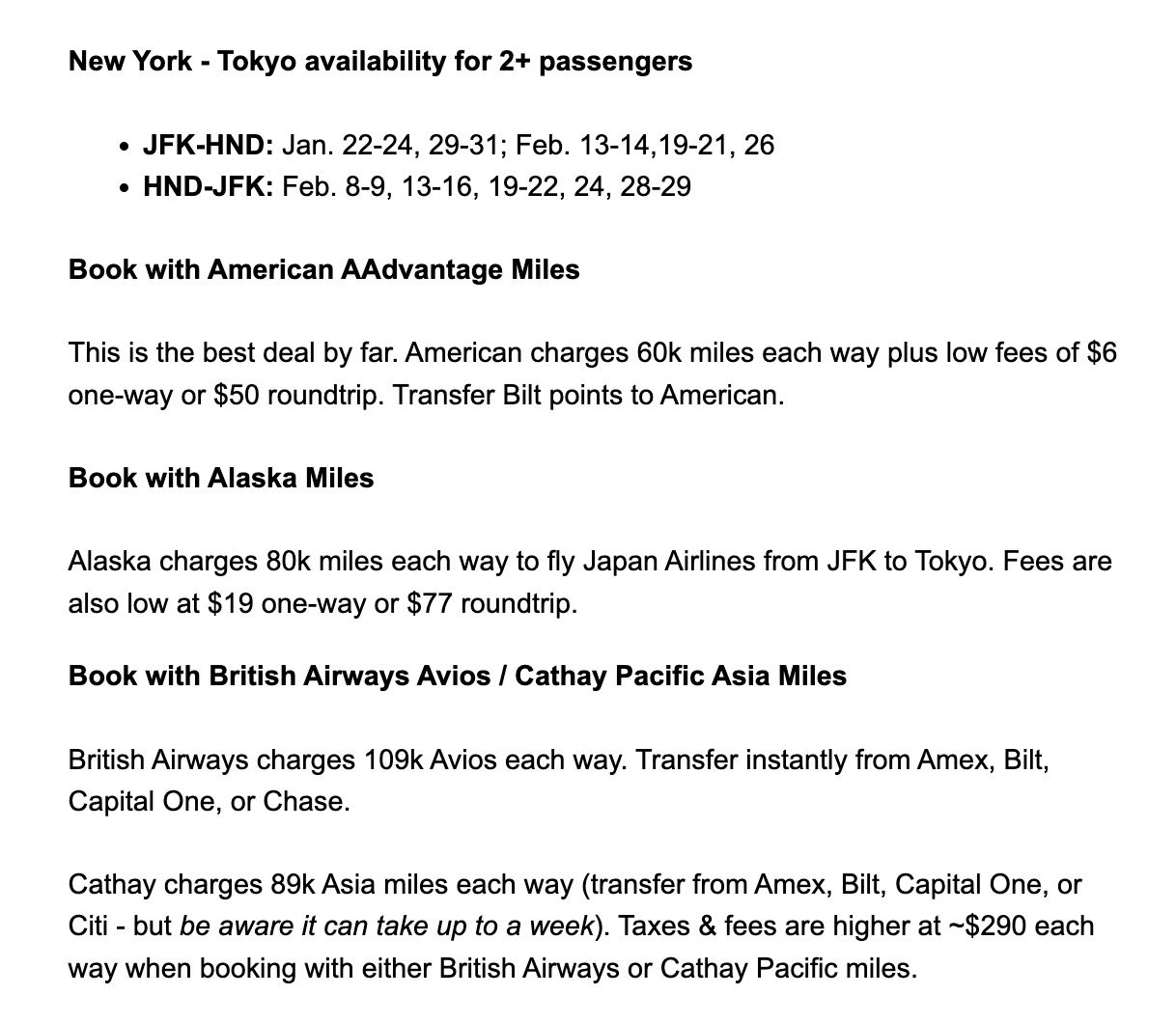 Japan Airlines business class to HND