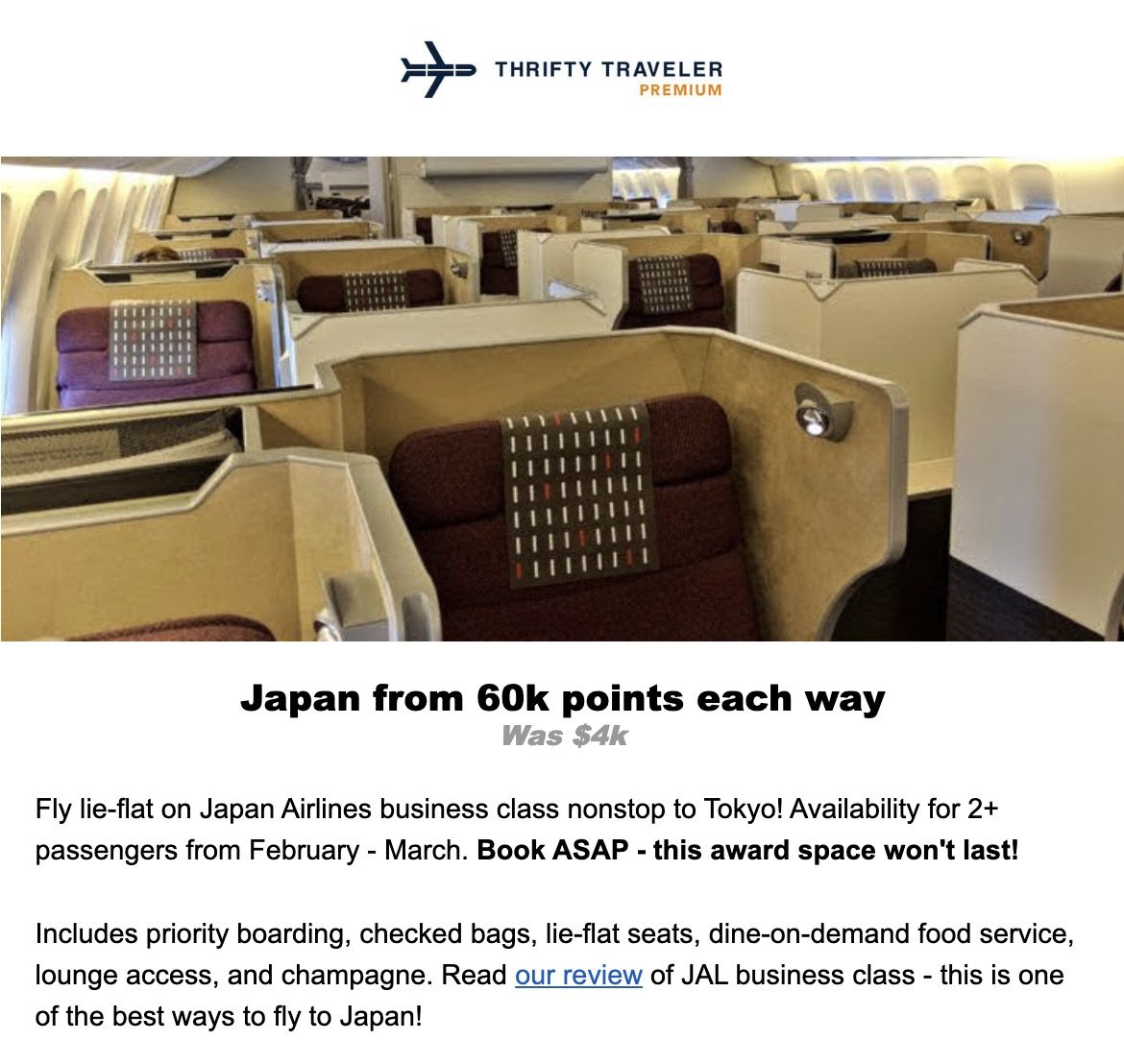 Japan Airlines business class