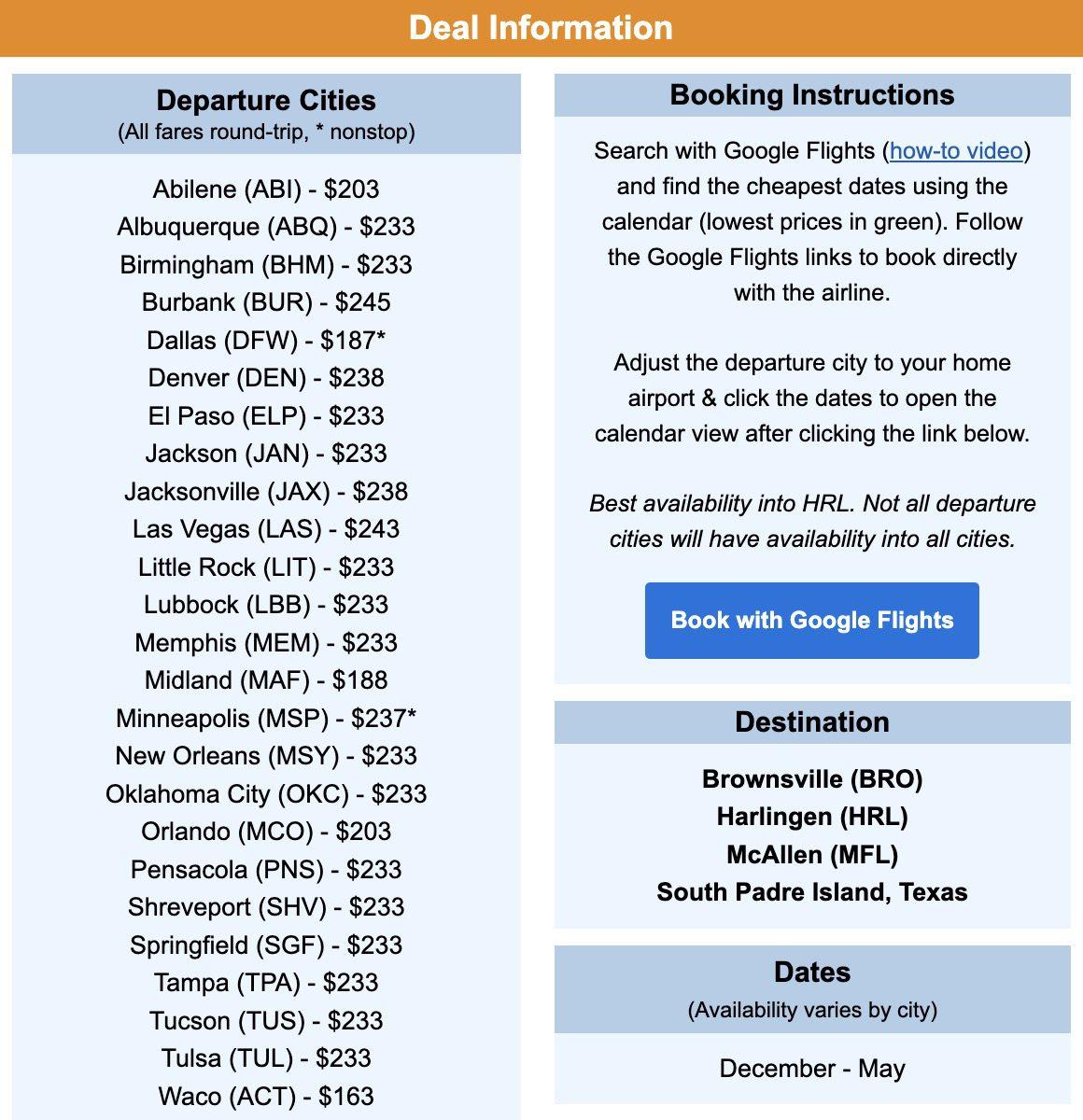 South Padre Island, Texas flight deal