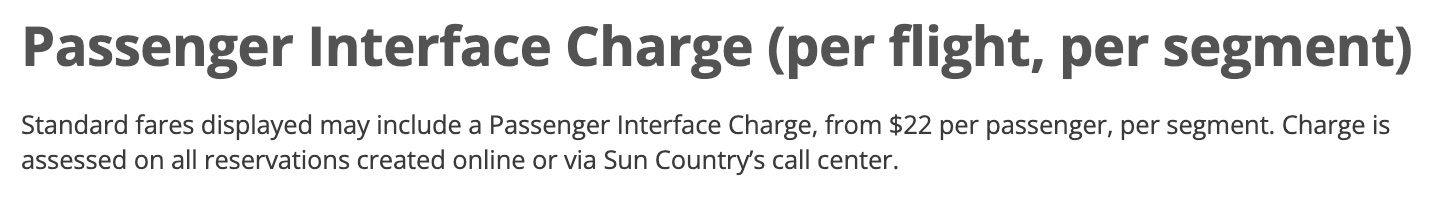 passenger interface charge sun country