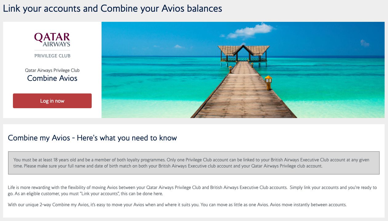 combine Avios British Airways Qatar