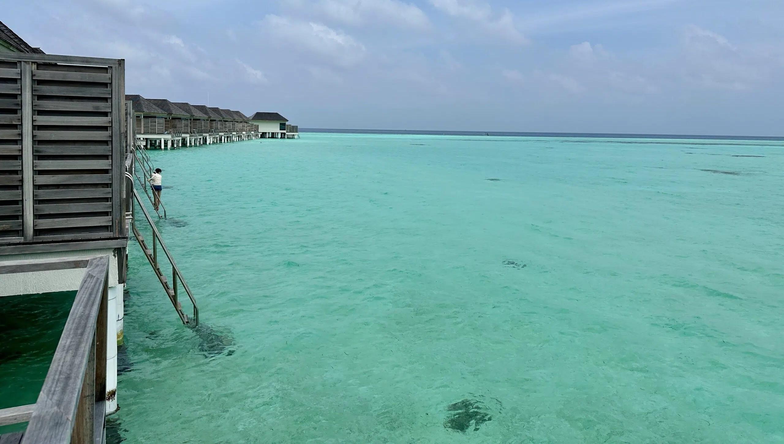 Overwater villas at the Le Meridien Maldives. 