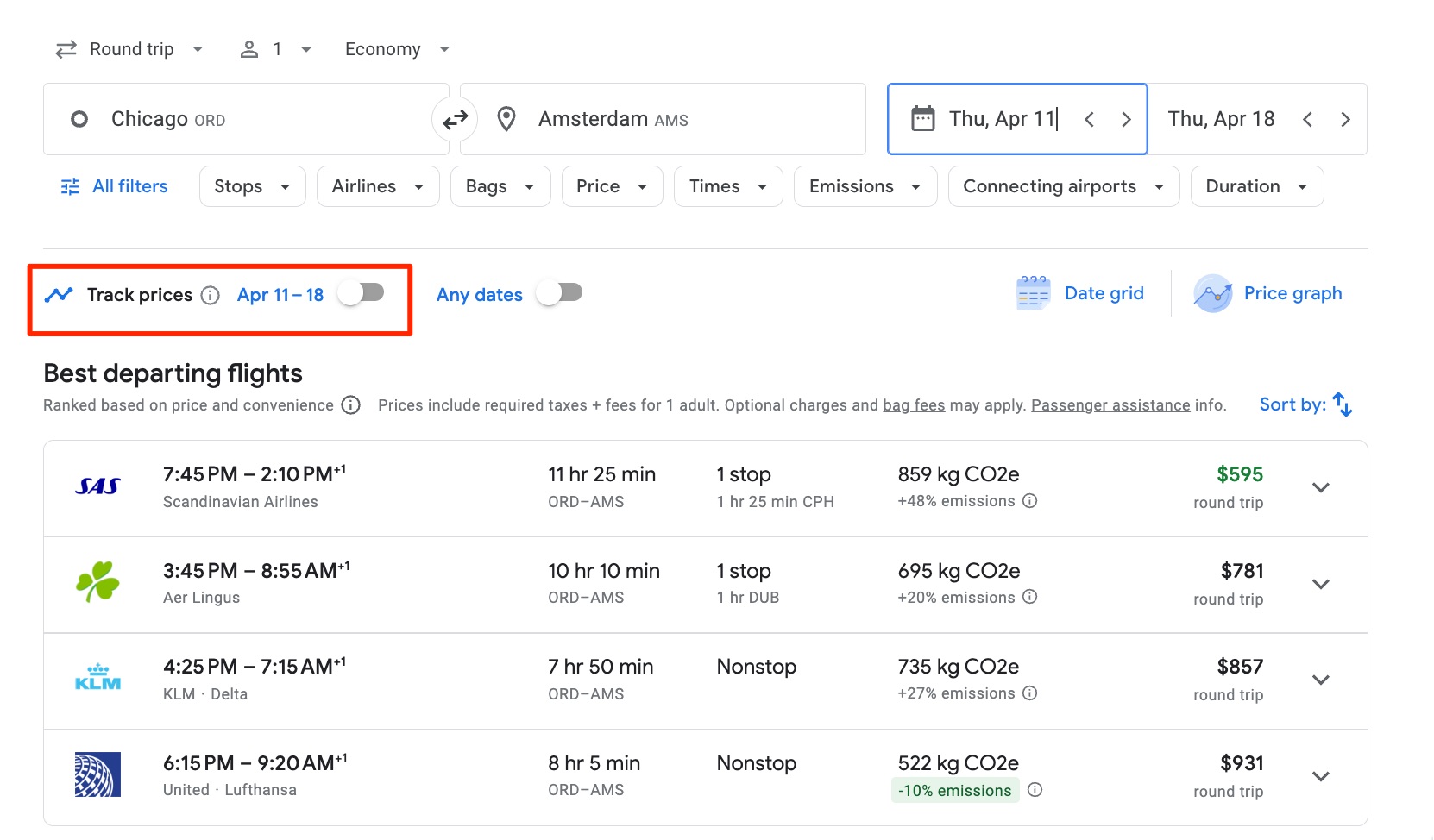 where to turn on price tracking on google flights