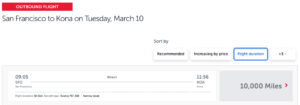 sfo to koa for 10k Turkish miles