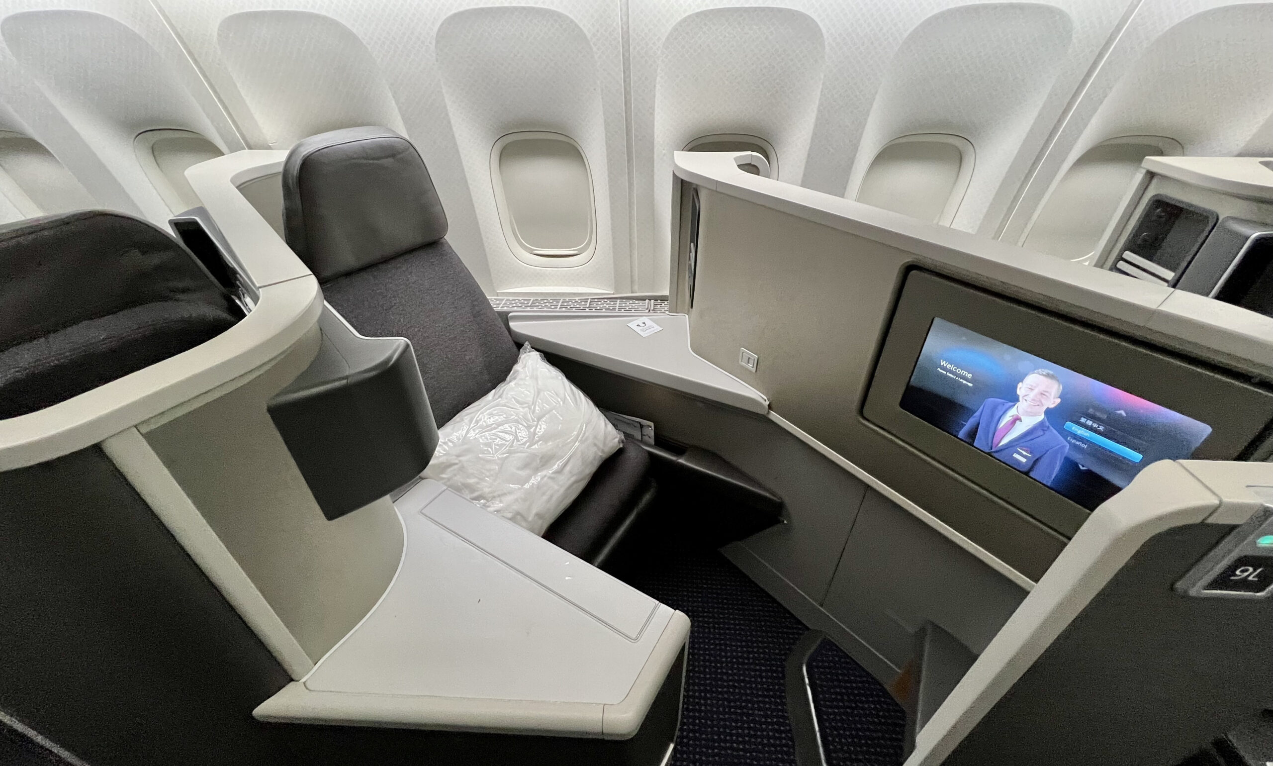 American Airlines lie-flat seat on a 787