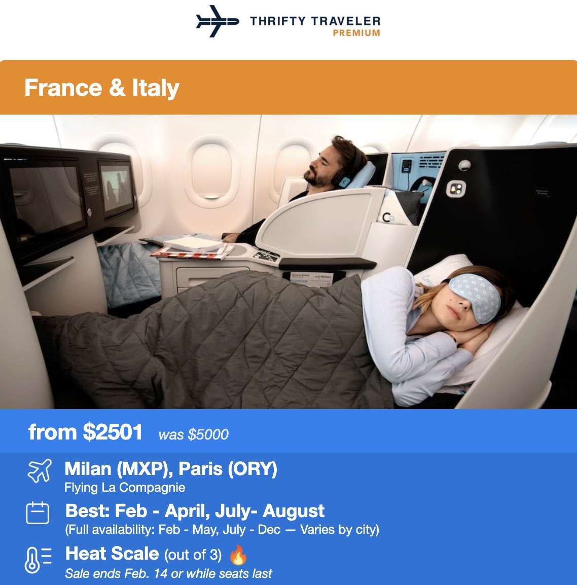 PSA: Check Your Spring Break Flights, Because Airfare is Dropping 7 La Compagnie business class flight deal