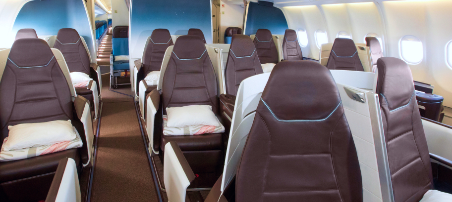 Hawaiian Airlines lie-flat seats on the A330