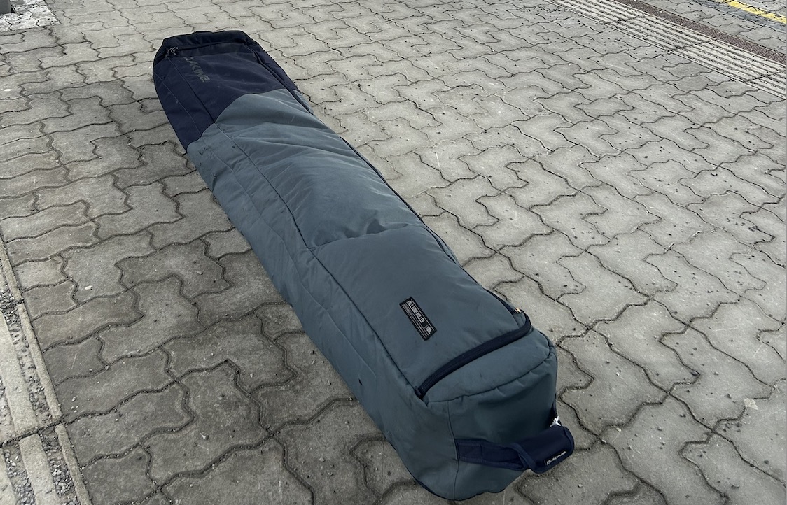 Ski bag on a train platform in Austria
