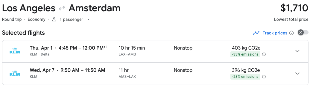 The #1 Trick to Saving on Flights to Europe 16 Google Flights: Los Angeles to Amsterday on KLM