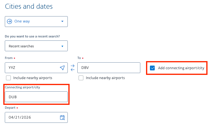 How to Find & Book the Best American AAdvantage Miles Deals 34 add a connecting airport to AA search