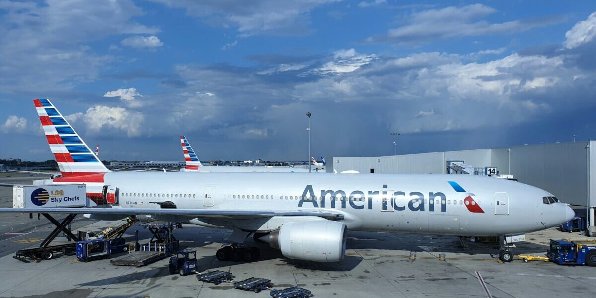 American Airlines plane parked at the gate