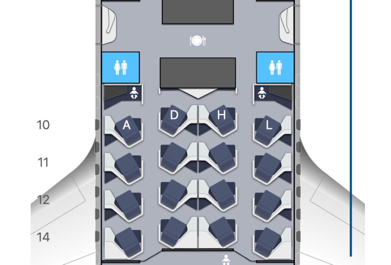 Aeroplopa Air France A350-900 new business class cabin rows 10-14