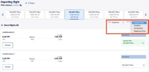 Air France award search filters