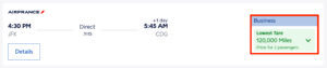Air France award search JFK-CDG 2 passengers