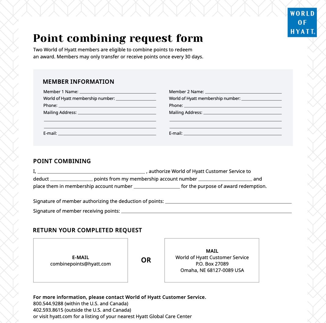 Hyatt Combine Request Form