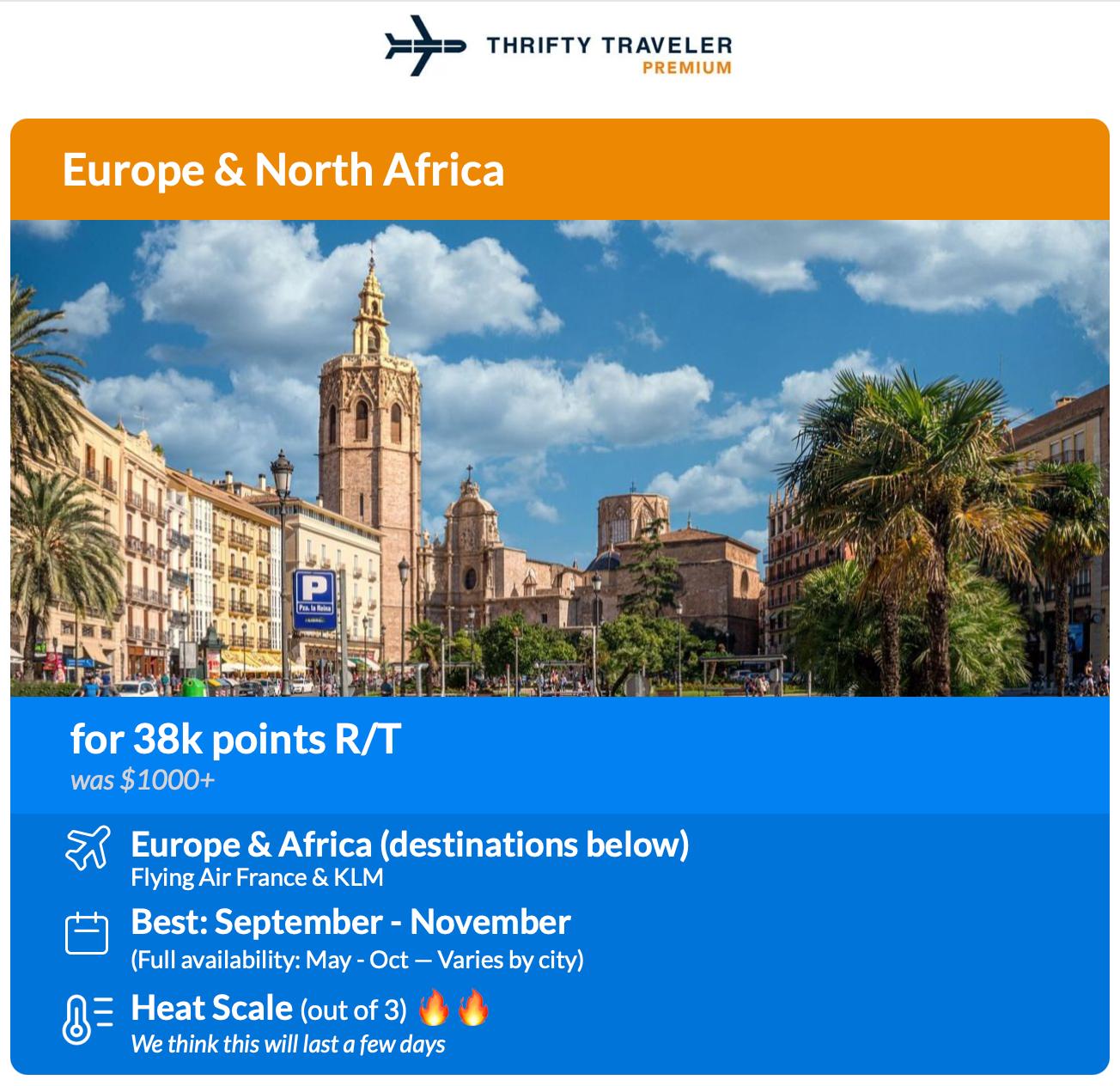 Thrifty Traveler Premium deal for flights to Europe with Flying Blue miles