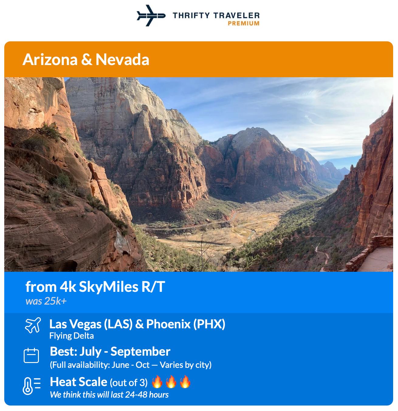 Thrifty Traveler Premium Delta SkyMiles flash sale to the Southwest U.S. 