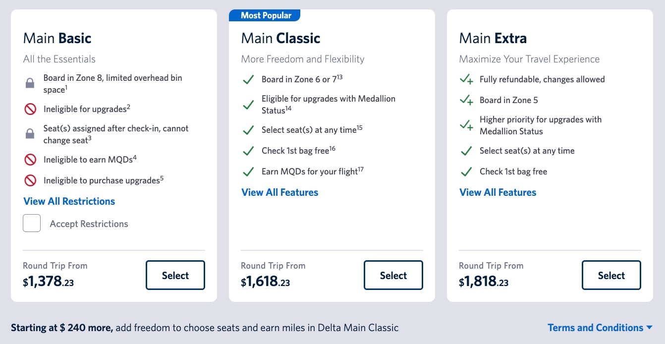 Airlines Didn't Really End Change Fees - They Just Rebranded 2 delta main basic vs main classic prices