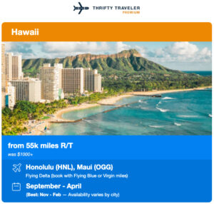 Hawaii Thrifty Traveler deal with Flying Blue miles