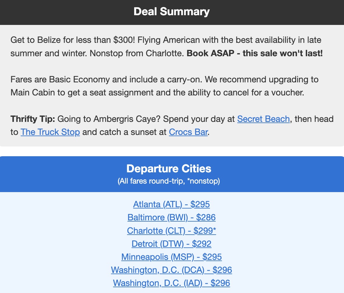 Spain in Biz Class or Economy, Belize from $286 RT & Our Other Best Deals Last Week 3 Belize information