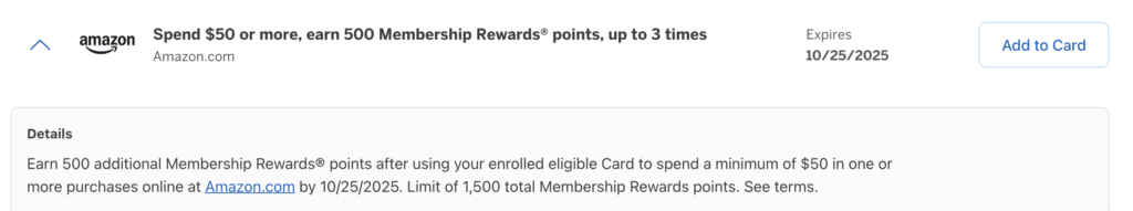 Amazon Amex Offer screentshot