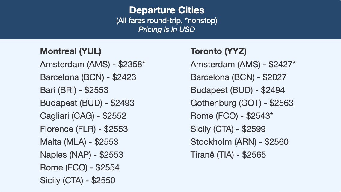 How to Fly Business Class for Economy Prices 8 Canada to Europe ITA flight deal