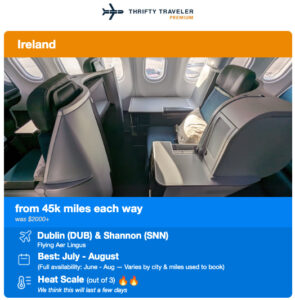 Ireland business class deal Thrifty Traveler