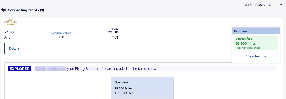 The Best Ways to Use Air France/KLM Flying Blue Miles 50 ATL-MCT Flying Blue miles