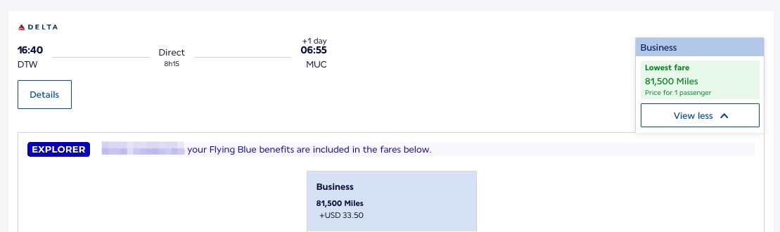 The Best Ways to Use Air France/KLM Flying Blue Miles 45 DTW-MUC Flying Blue miles