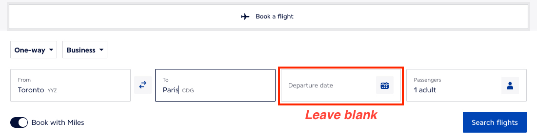 The Best Ways to Use Air France/KLM Flying Blue Miles 56 Flying Blue search leaving departure date field blank