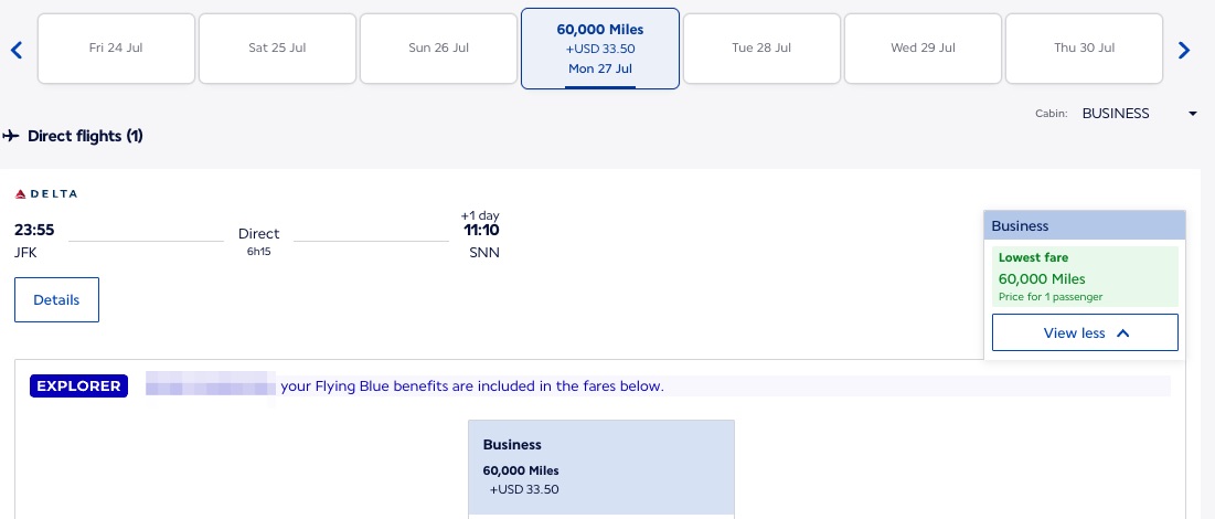 The Best Ways to Use Air France/KLM Flying Blue Miles 43 JFK-SNN Flying Blue miles