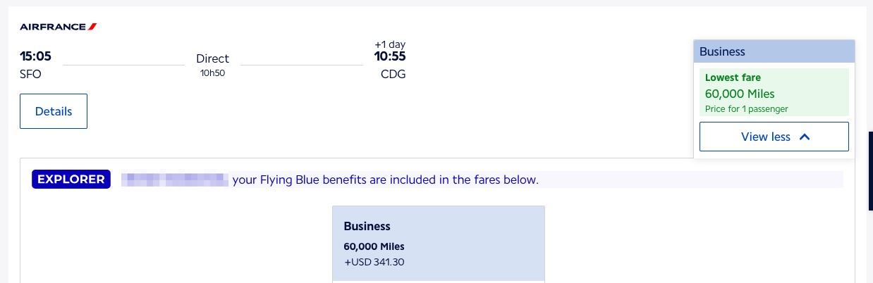 The Best Ways to Use Air France/KLM Flying Blue Miles 36 SFO-CDG Flying Blue miles