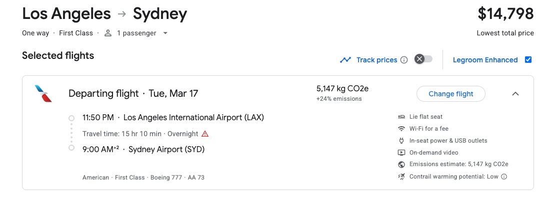 First Class Flights: The Best Deals For the Best Seats on the Plane 21 LAX SYD airfare