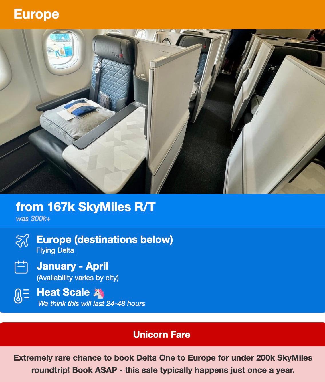 Delta One unicorn alert to Europe from 167k