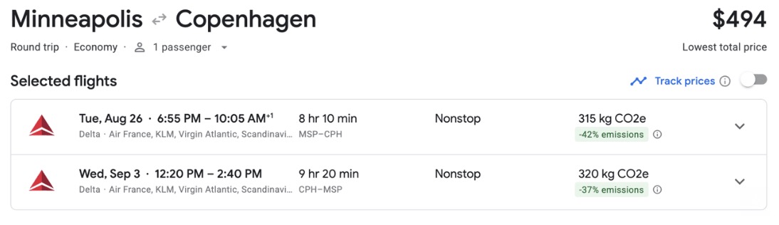 MSP to Copenhagen