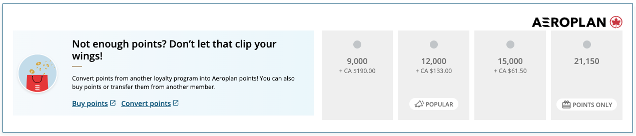Aeroplan's flexible mileage booking options 