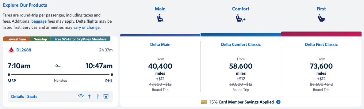 minneapolis to philadelphia flights using delta skymiles
