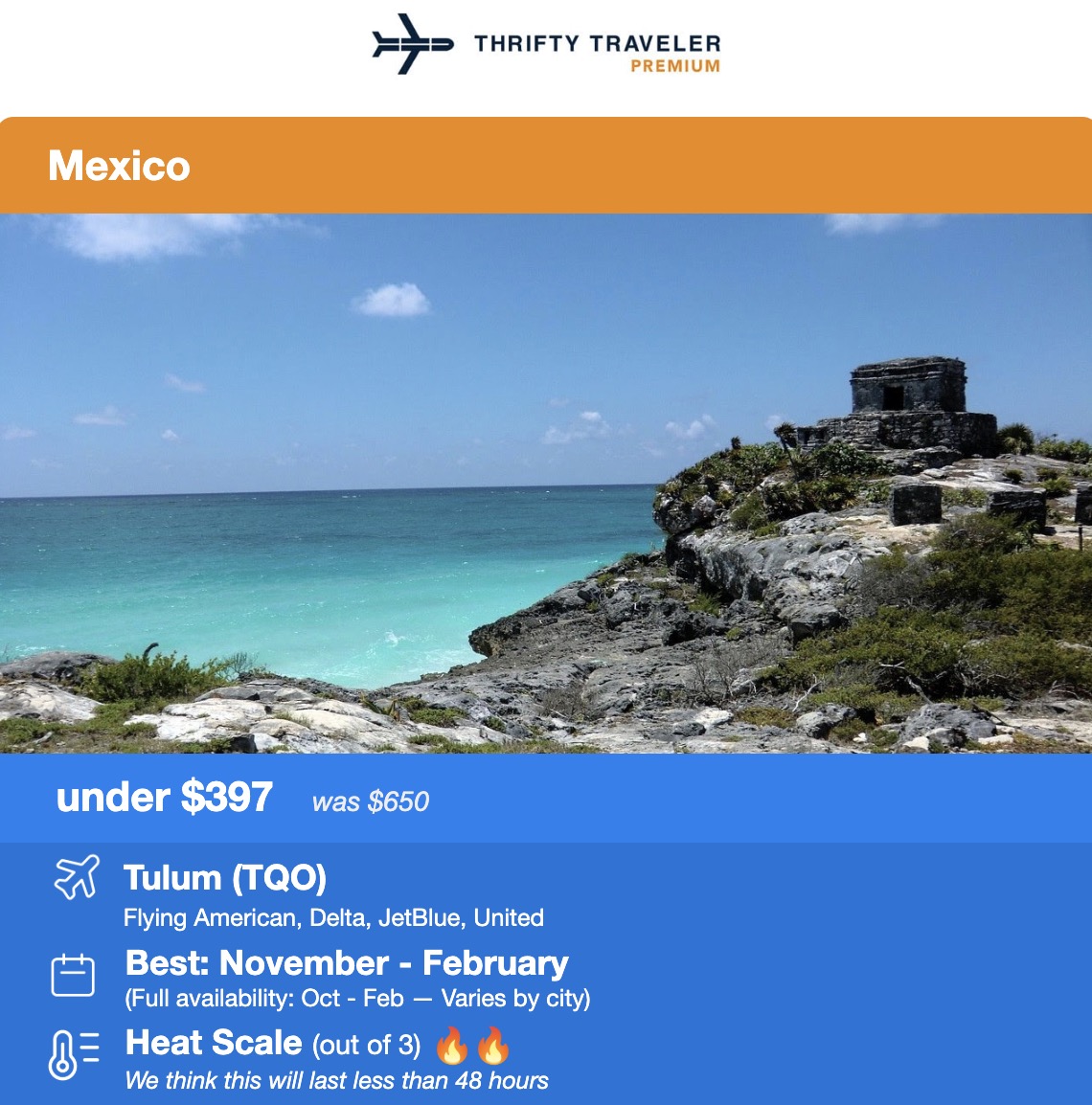 Tulum flight deals under $397