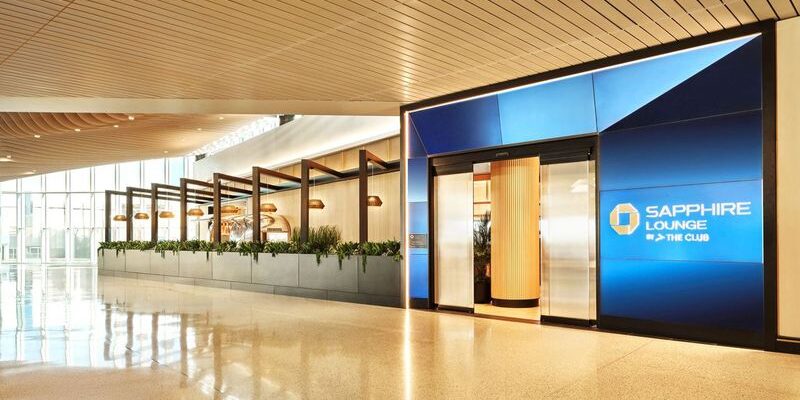Exterior of Chase Sapphire Lounge in Phoenix with "Indoor" patio.