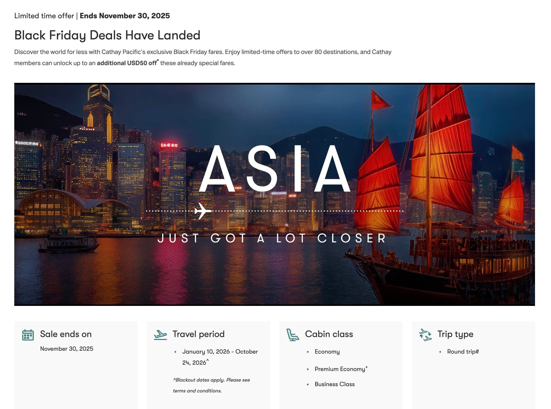 Cathay Pacific Black Friday flight deal