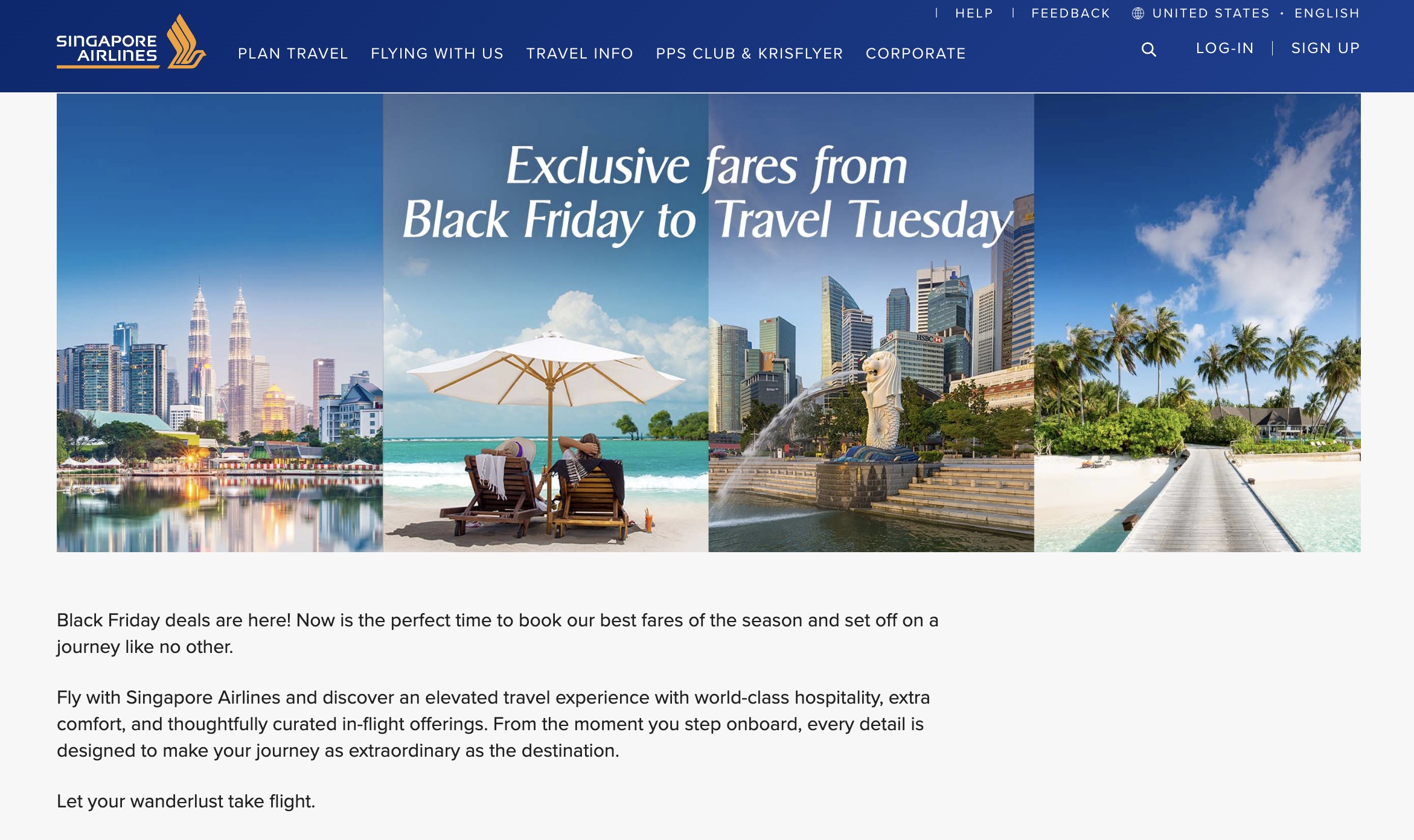 Singapore Airlines black friday sale