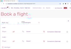 Virgin Atlantic's old multi-city search page